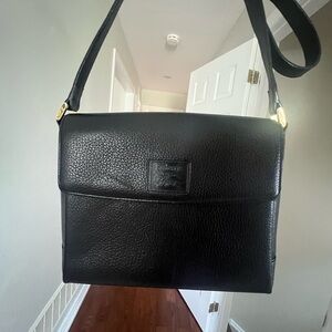 Authentic Vintage Burberrys Black Leather Crossbody Bag